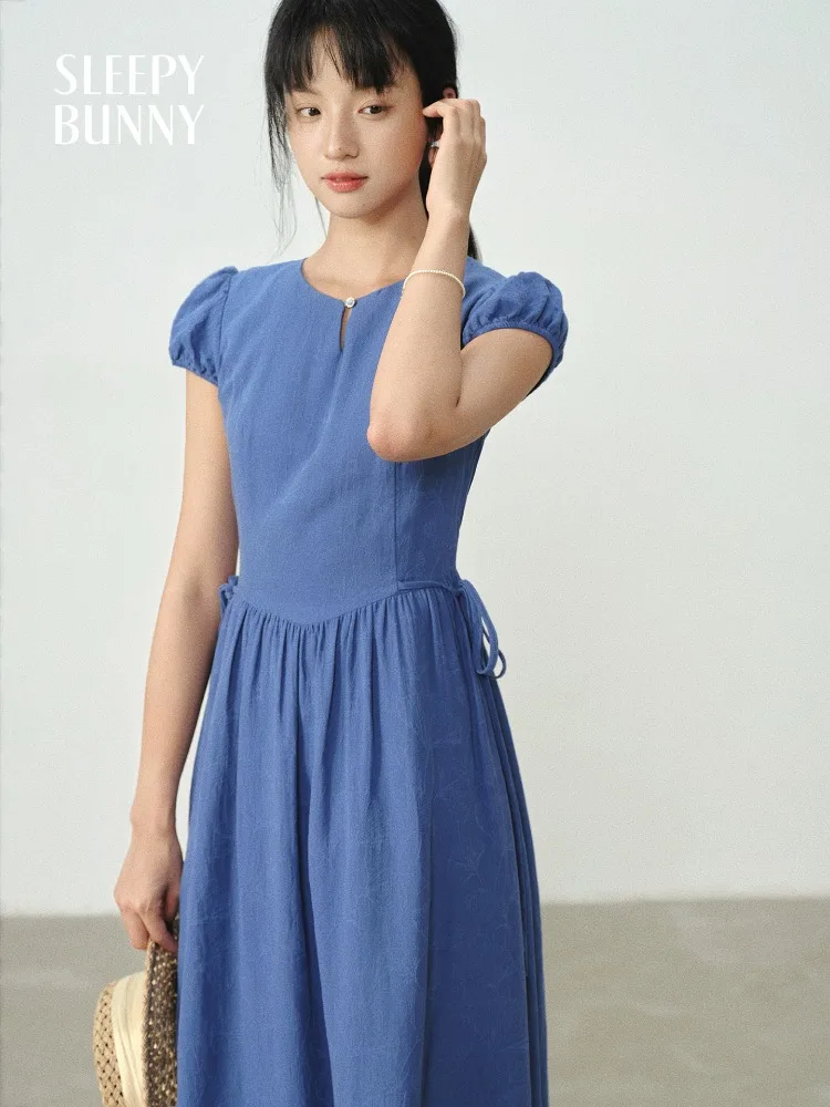 

Elegant Puff Sleeve Long Dress Women Summer Slimming Waist French Maxi Dress Soft Casual High-End Look Chic Flattering Outfits
