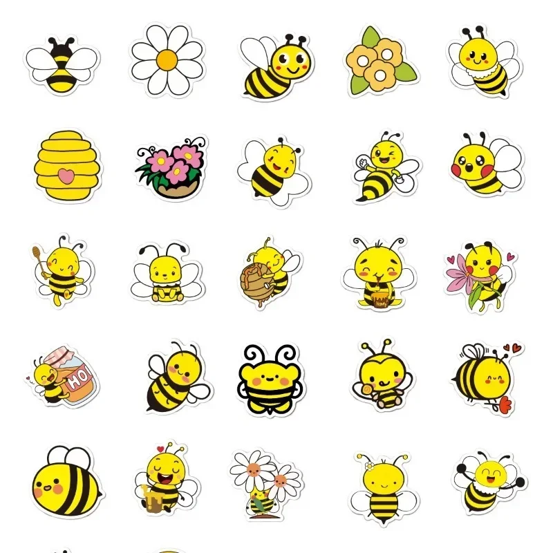 50pcs Little Bee Cute Cartoon Mobile Phone Computer Luggage Graffiti Decoration Waterproof Children’s Sticker