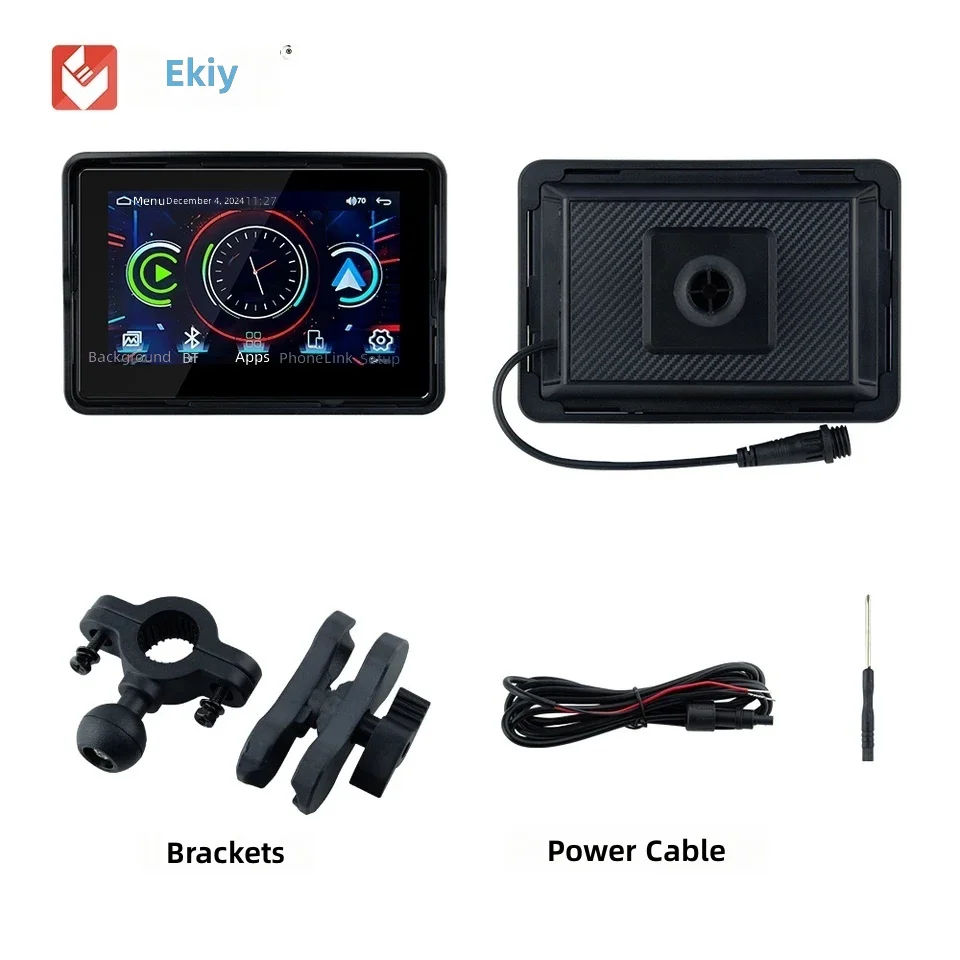 For Motorcycle GPS Navigation Display Screen 5-inch LCD 800x480 Portable Digital Dashboard Wireless CarPlay Moto Android