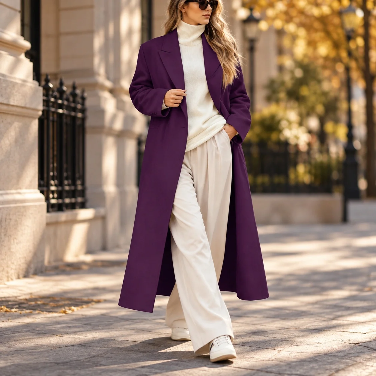 Long Sleeve Notched Collar Coat Regular Fit Casual with Japanese Korean Casual No Button Closure Winter Long Length Women Coat