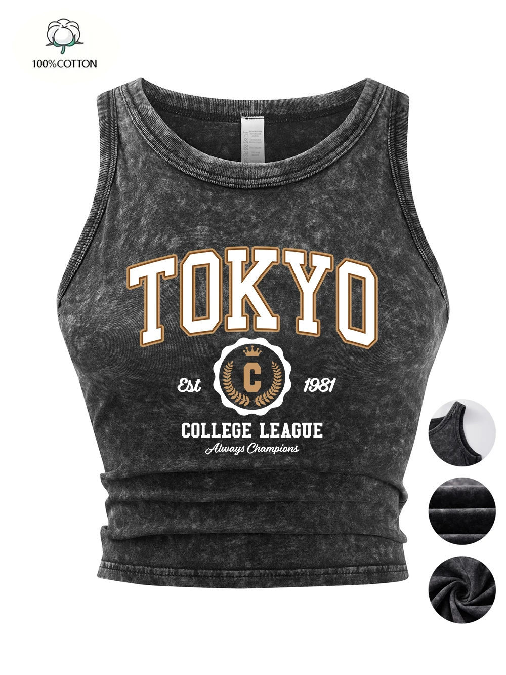 Tokyo College League Sport Printing Tank Tops Street Women Cotton Washed T Shirts Tight Thin Vintage Sleeveless Summer Clothes