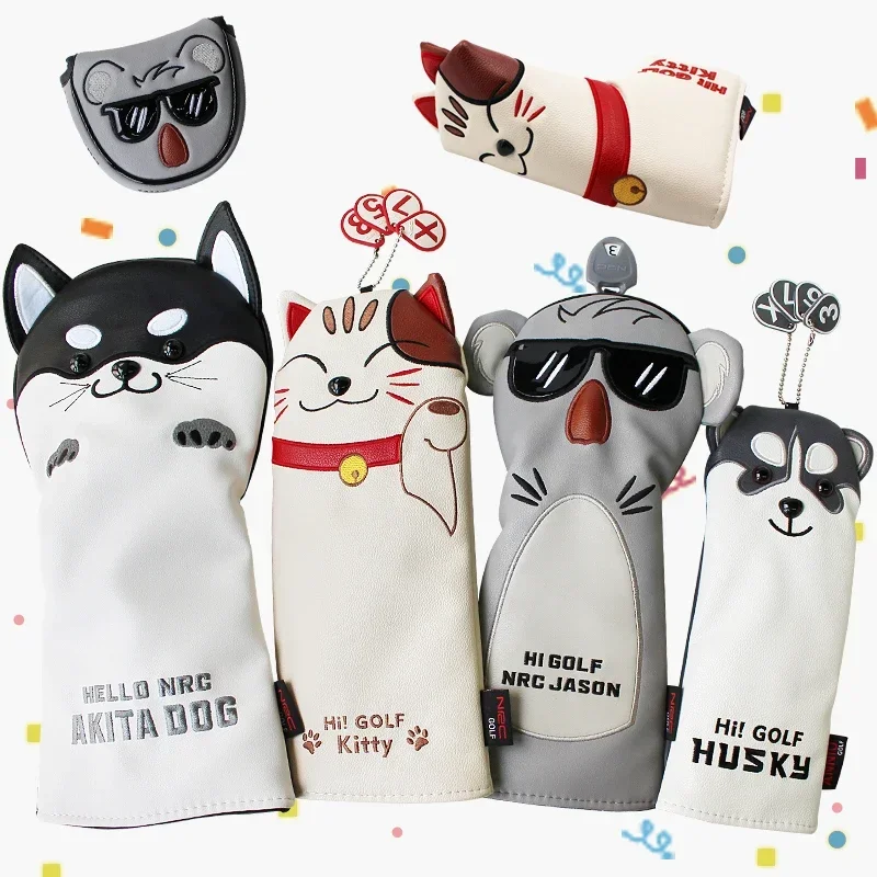 

1 Pcs Golf Headcover for Driver Fairway Hybrid PU Leather Protector Waterproof Soft Durable Cute Cartoon Shape