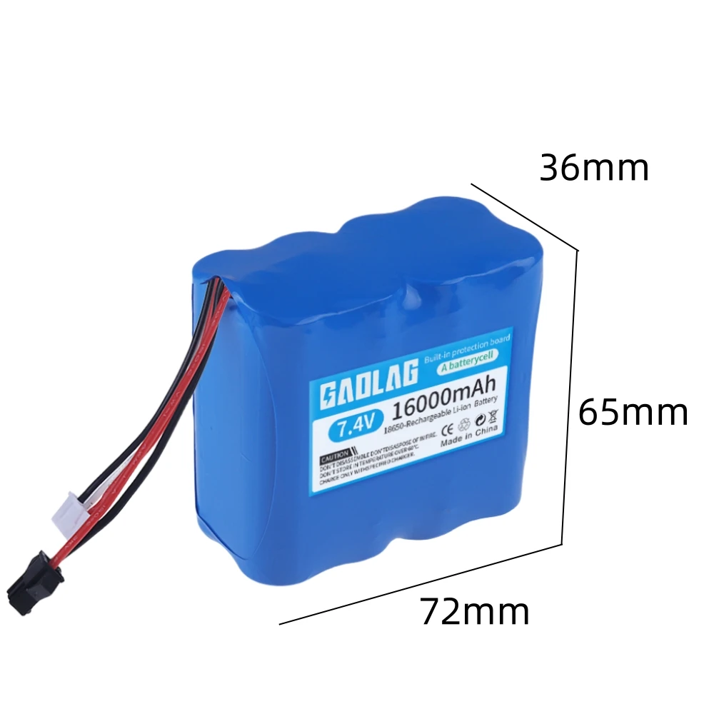 7.4V 16000mAh Li-ion rechargable battery SM/USB charger for MN99S D90 U12A S033g Q1 H101 H103 RC Electric Construction Excavator