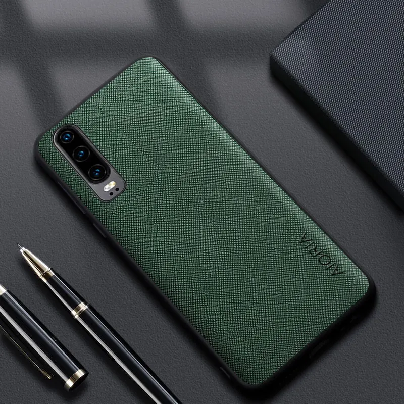 Luxury leather phone case for Huawei P30 Pro Lite funda with wood pattern