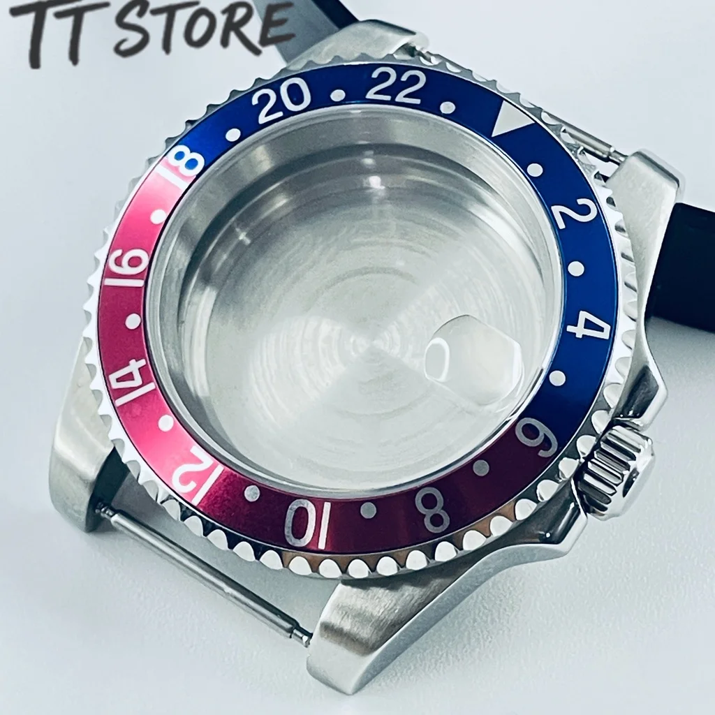 

40mm Silver Watch Case with GMT Aluminum Bezel and Sapphire Crystal, Compatible with NH34, NH35, NH36, NH38, NH39, NH70, ETA2824