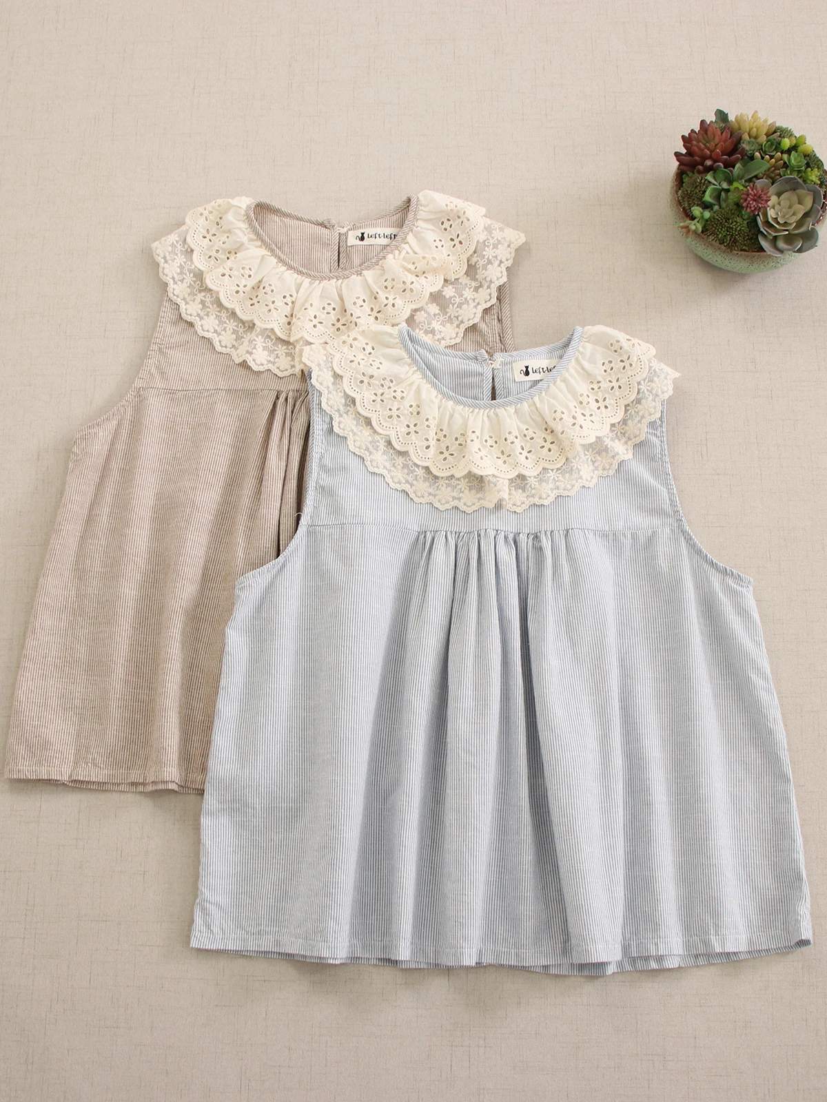 

Spring Summer Sweet Double-layer Embroidered Tops Women Sleeveless Casual Tops Z5534