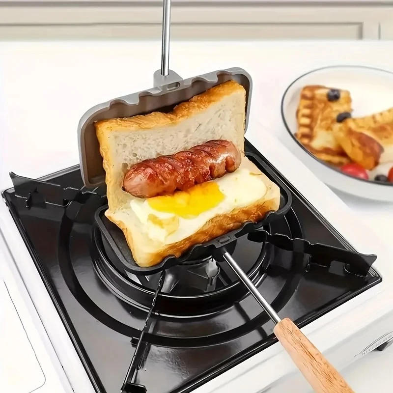 Aluminiumlegierung Sandwich Backblech Doppelseitige Frühstückspfanne Küche Sandwichform Antihaftbeschichtete Bratpfanne mit flachem Boden Praktisch
