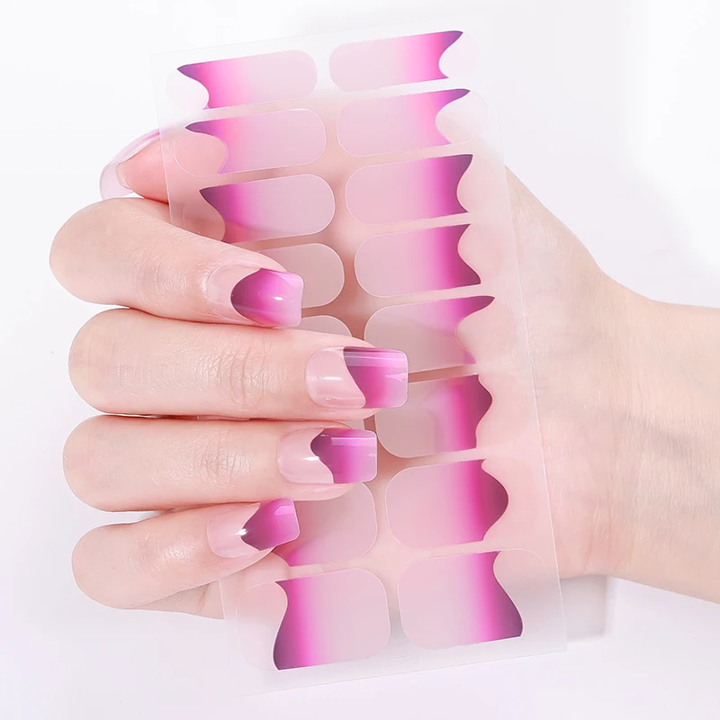 16 punte copertura completa strisce di smalto francese adesivi per unghie glitter sfumati autoadesivi decorazione manicure decalcomanie per nail art