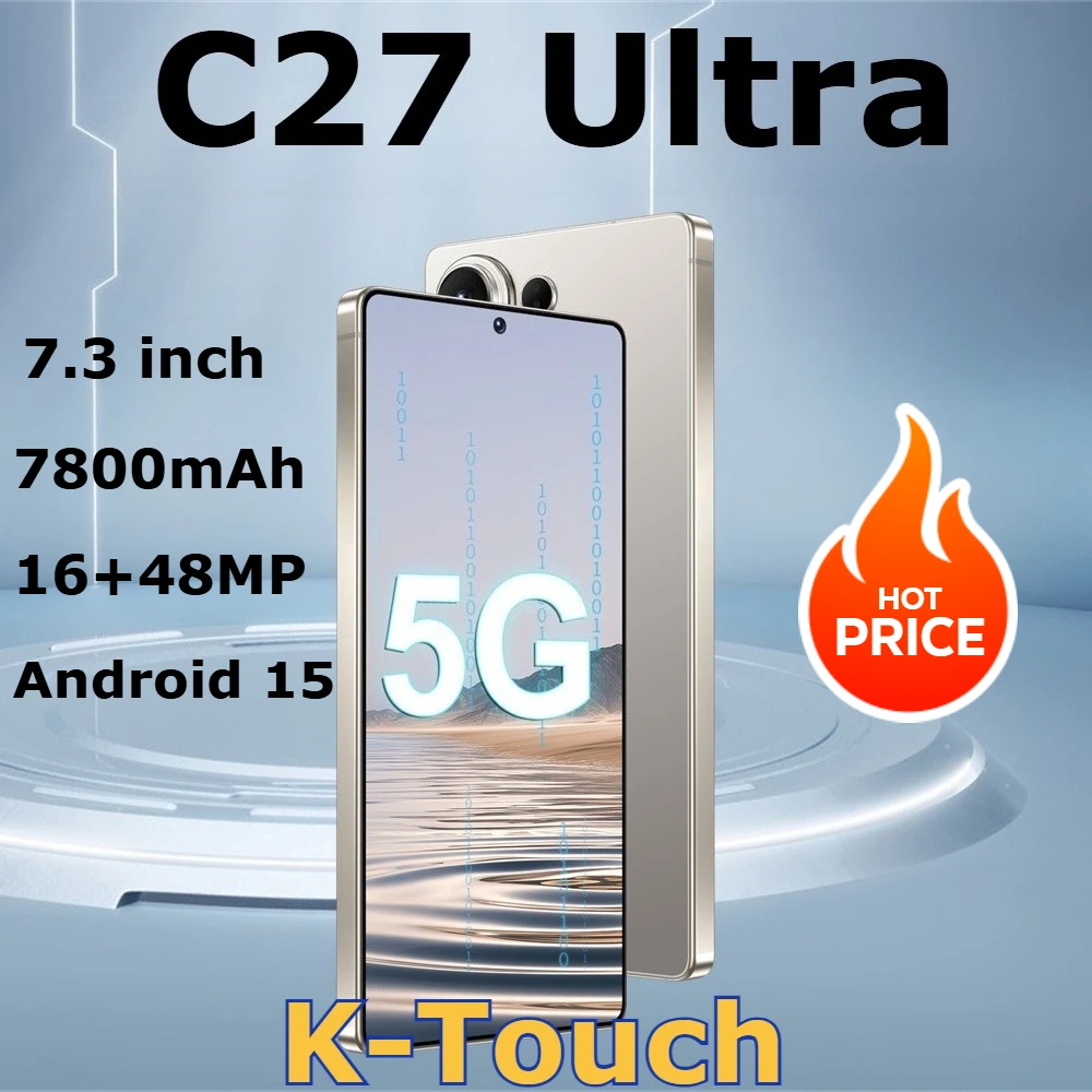 K-Touch NEW C27 Ultra Mobiltelefone 7,3 Zoll Smartphone 5G Dual-SIM Android 15 Handy 16+48MP Kamera 22GB+2TB 7800mAh Akku Werksseitig entsperrt Globale Version Mobiltelefone