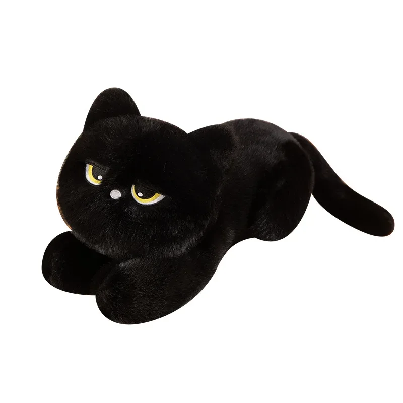 ตุ๊กตาแมวดำน่ารักสไตล์คาวาอี้ ตุ๊กตาแมวสีเทา นอนหลับ กอดได้ หมอนขนาดใหญ่ ตุ๊กตาอนิเมะนุ่มนิ่ม สำหรับเด็ก ของขวัญวันเกิด