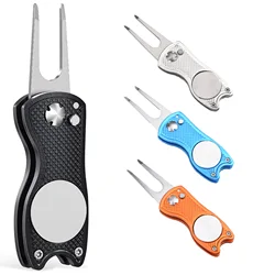 Metal Foldable Golf Divot Repair Tool With Golf Ball Marker