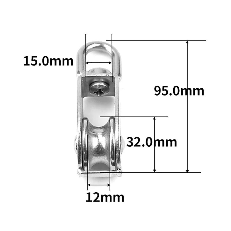 Bloque de polea de cuerda de alambre de acero inoxidable, 10 piezas, M32, gancho giratorio de grúa de elevación, bloque de polea única, rueda de