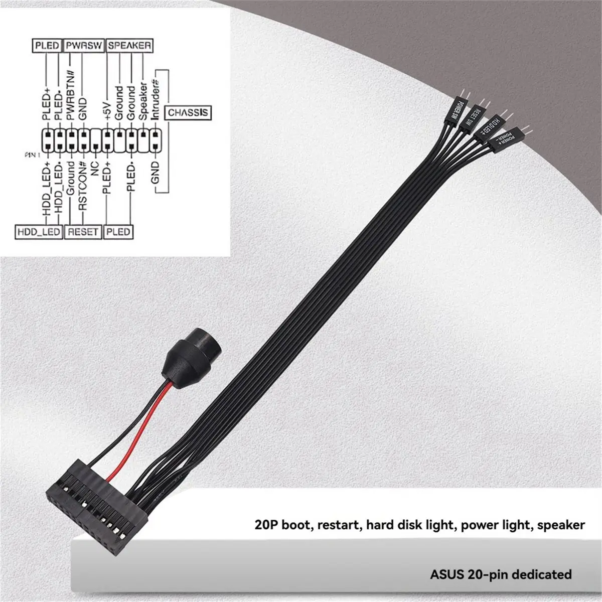 618 Mega Sale Signal Integrated Cable for ASUS Motherboard Chassis Front Panel 20Pin to Power on/Off, HDD Light, Power Light.
