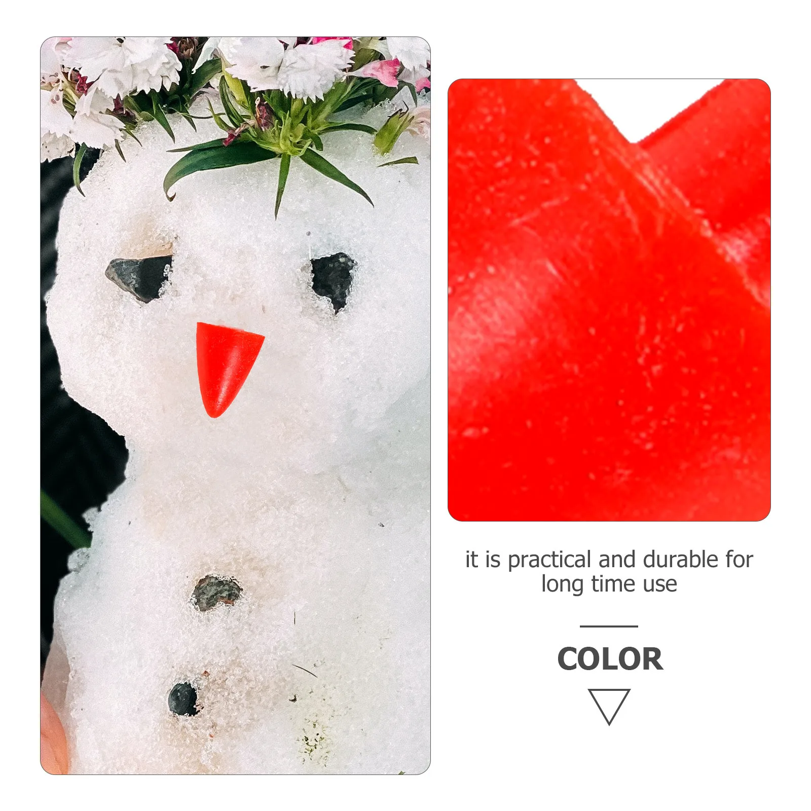 200Pcs Xmas Snowman Nose Realistic Plastic Nose for Crafts DIY Christmas Decoration Making Material Snowman Making Material