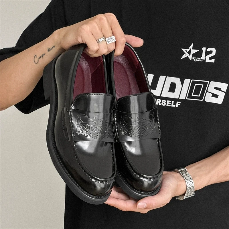British Style Men Patent Leather Dress Shoes Pointed Toe Height Increasing Classic Gentleman Oxforfd Leather Men Shoes