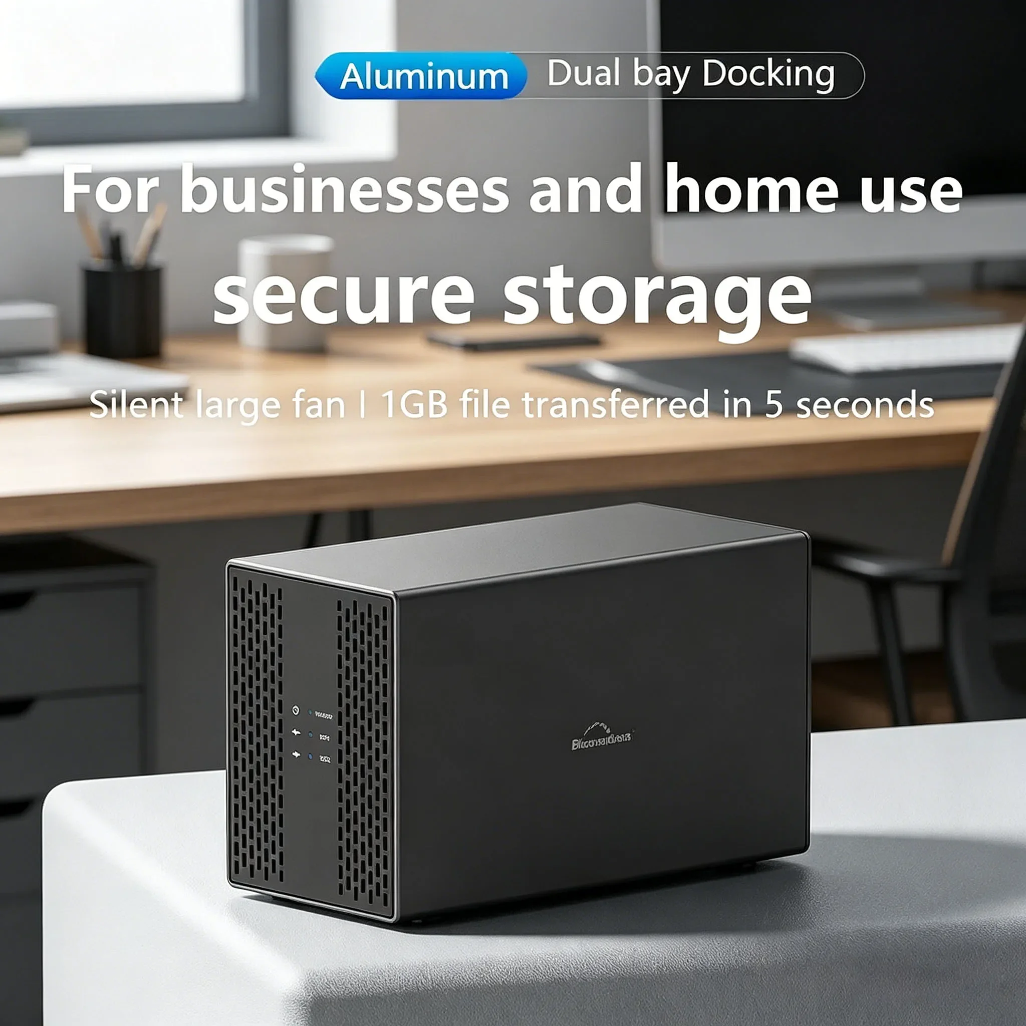 

Flagship Dual Bay Shell Heat Dissipation Type C Dual Hard Drive Enclosure 3.5 USB 3.0 External SATA Array Box HDD Server Case