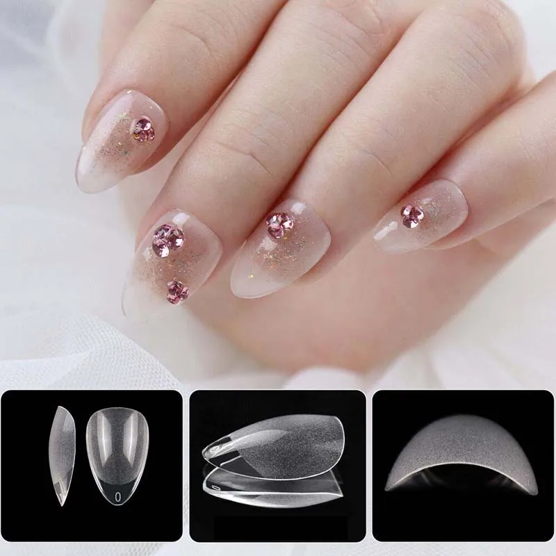 120Pcs Soft Gel Short Almond Fake Nail Tips Extension System Sculpted Full Cover Nail Ballerinas Capsules Press On Tips