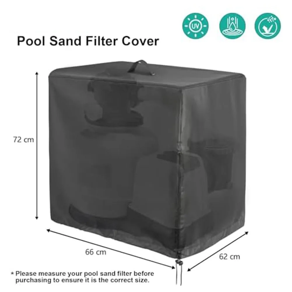 Protective Water Resistant Oxford Cloth Pool Pump Cover Compatible with For Intex Sand Filters Size 66 x 62 x 72 CM