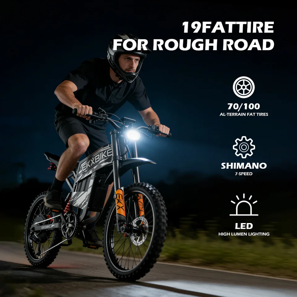 EKXBIKE TX1 Electric Motorcycle 80Km/h 6000W Peak Motor, 60V30AH Lithium Battery, Adult Off-Road Electric Mountain Bike image 6