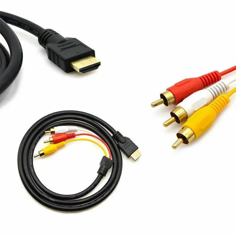 HDMI to RCA Cable 1080P HD Video Audio Adapter - Gold-Plated Connectors for Strong Signal for HDTV Home Theater Audio Adapter