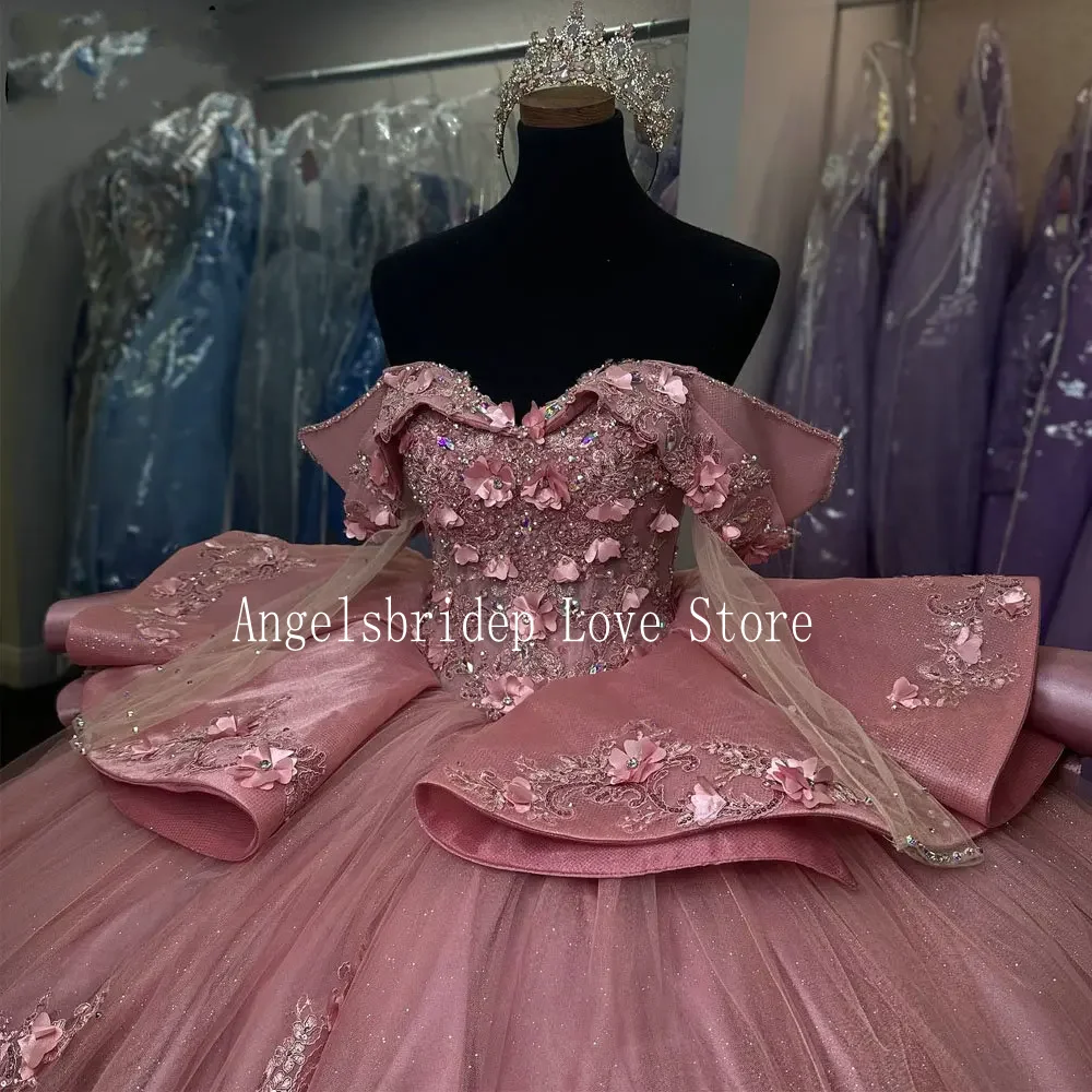 Angelsbridep gaun dansa mewah 15 tahun gaun Quinceanera berjenjang applique 2024 jubah De Soiree gaun pesta ulang tahun anak perempuan