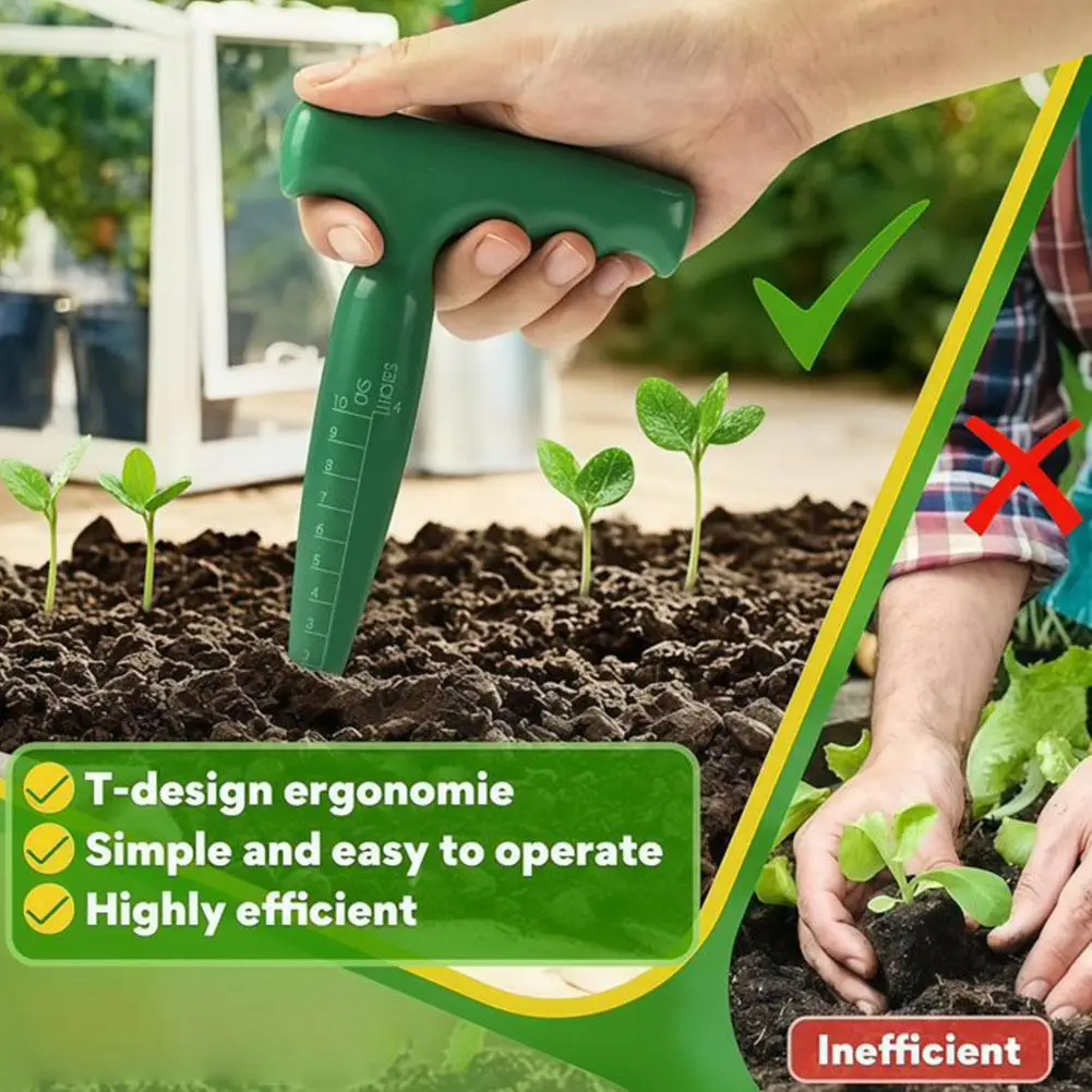 Dispensador de semillas, perforador de jardín manual, herramientas de plantación con escala transparente, herramienta ligera para cavar agujeros