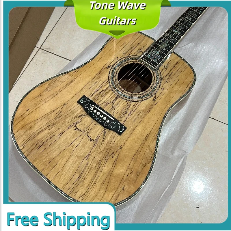 

Luxury D Fixed Bridge Solid Top Acoustic Guitar Ebony Fingerboard Shell Material Shell Material 6 String Handcrafted Unisexr