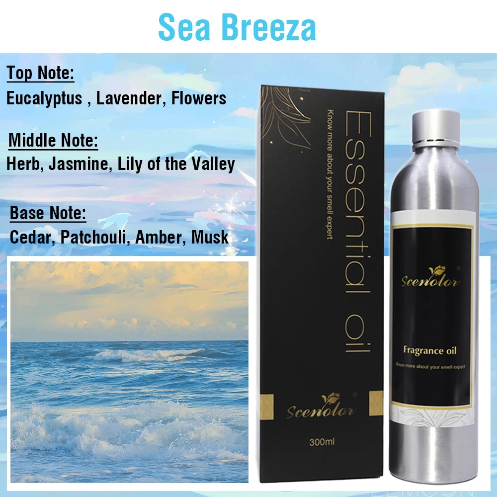 300ML Sea Breeza Essential Oils For Aromatic Diffuser Soap Making Candle Making Car Scent Diffuser Home Perfumes Fragrance Oil