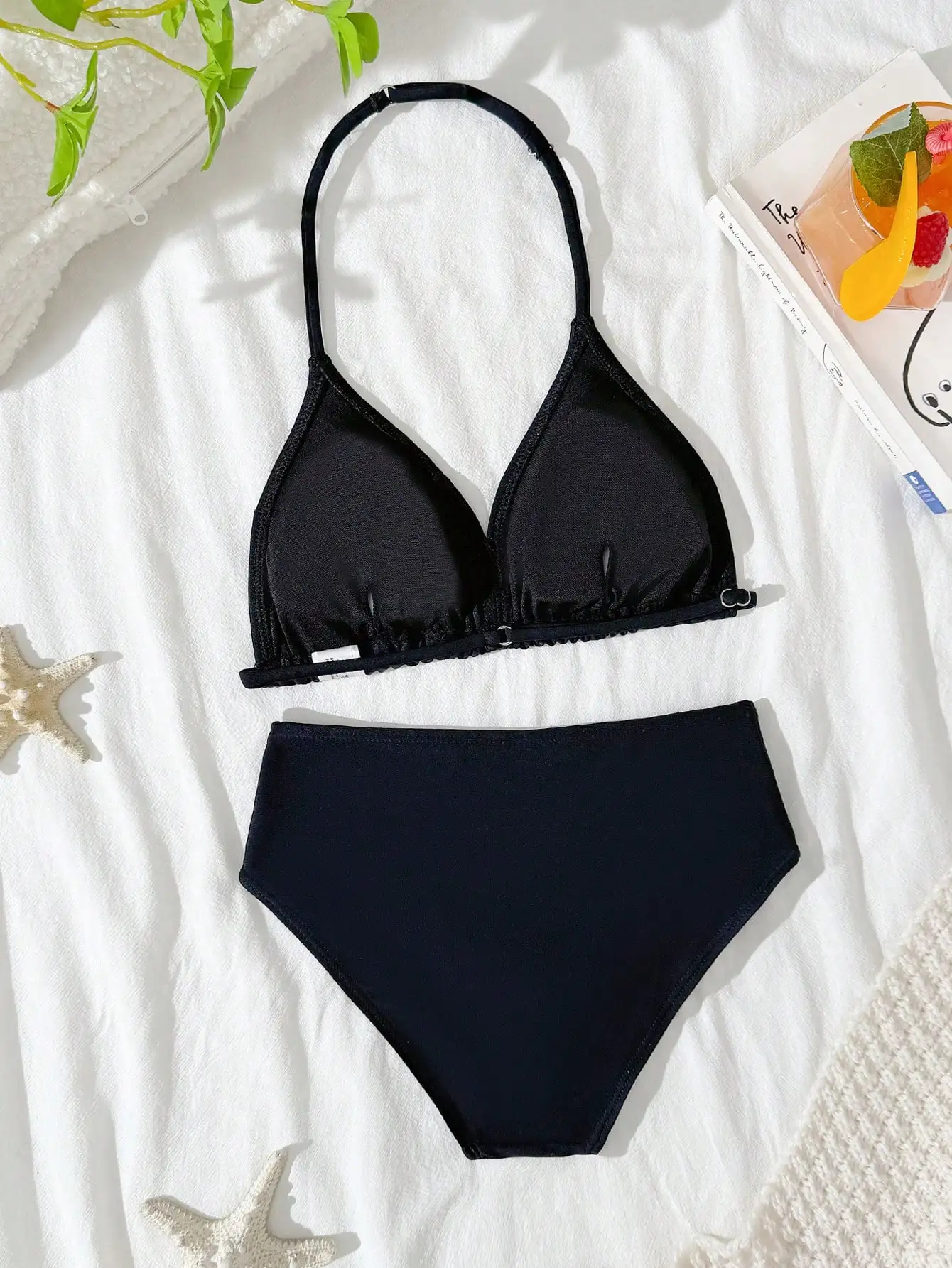 

Black Triangle Halter Neck Bikini Set High Waist Women Swimsuit Two Piece Beach Swimwear