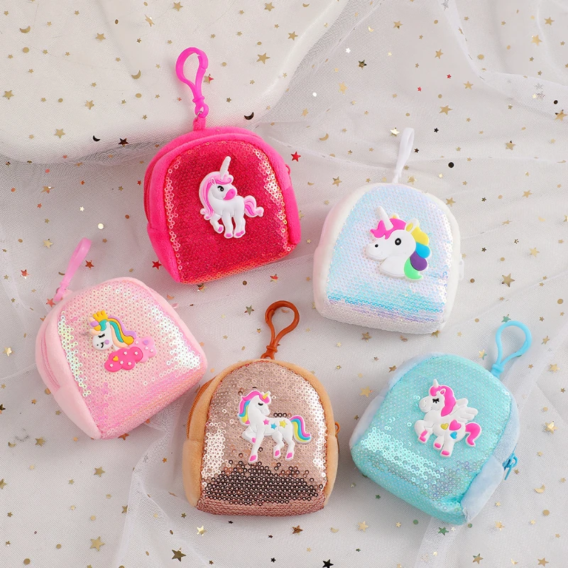 Sparkling Unicorn Wallet for Girl Children Cartoon Cute Mini Hanging Bag Purse and Handbag for Women Carteras Mujer Кошелек 2024