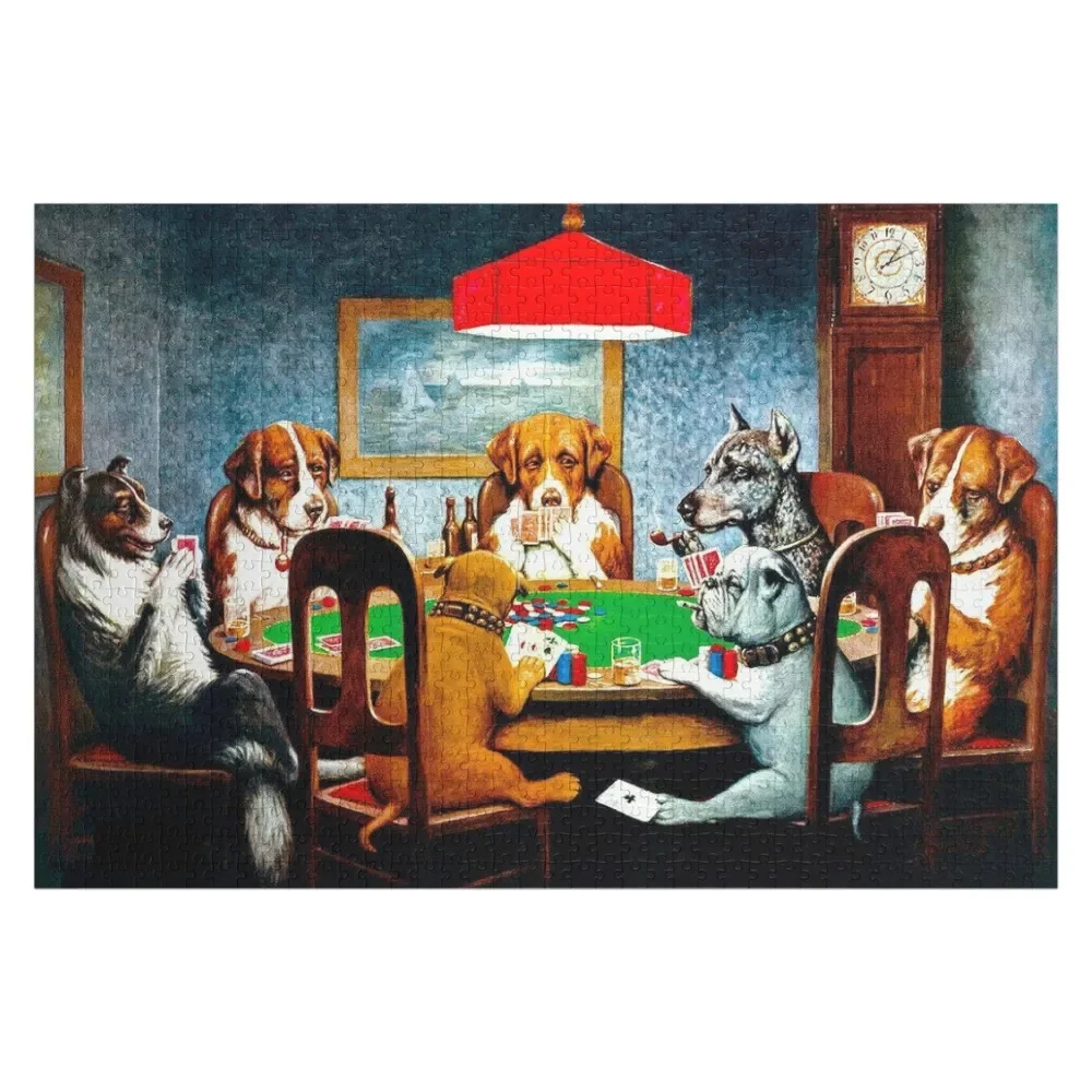 DOGS PLAYING POKER : Vintage C M Coolidge Print Jigsaw Puzzle Christmas Gifts Iq Puzzle