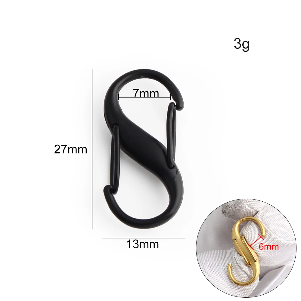 20/100/200PCS 27x13mm Small 8 Shape Portable Metal Carabiner Buckle For Hanging Key Adjust Bags Chain Camping Hook Accessories