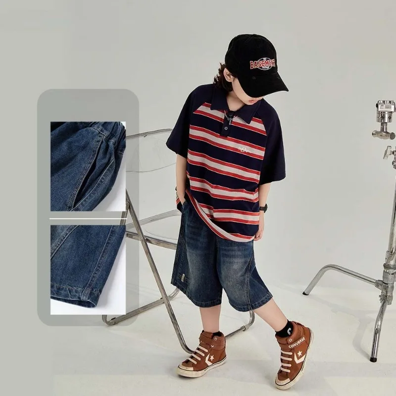 UNITIM Summer Children Boys Shorts New Junior Boys Denim Shorts 4-14Yrs Kids Boys Half-length Shorts Casual Little Boys Shorts