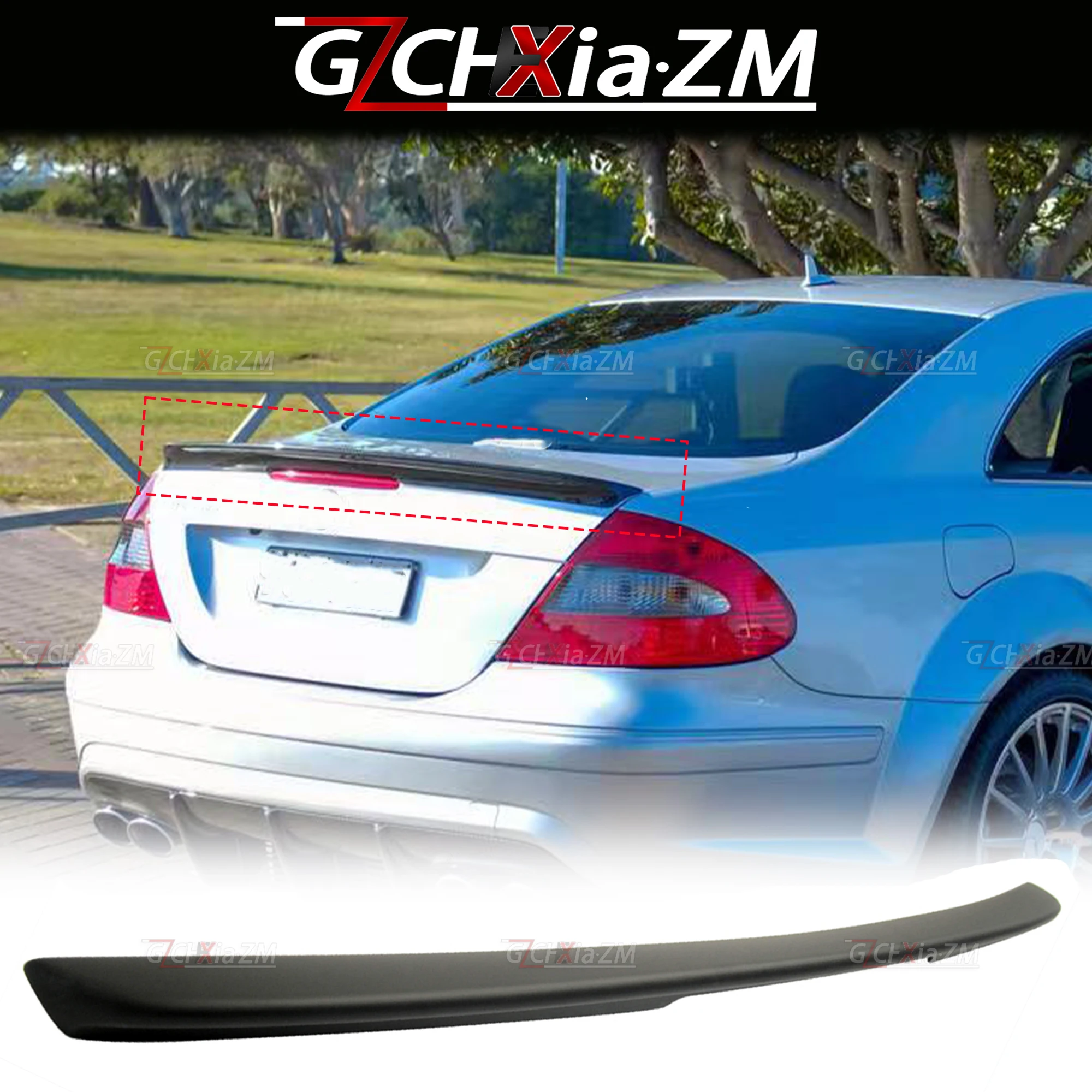 For Benz W209 CLK200 280 350 55 63 2003-2009 Car Trunk Spoiler Genuine Carbon Fiber/FiberGlass Trunk Wing Attachment Spoiler