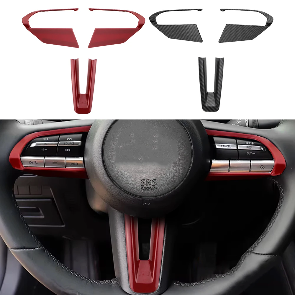 For Mazda 3 Axela BP 2019-2025 CX30 CX-30 2020-2025 CX50 CX-50 2023-2025 Steering Wheel Trim Cover 3Pcs /set Sticker Protector