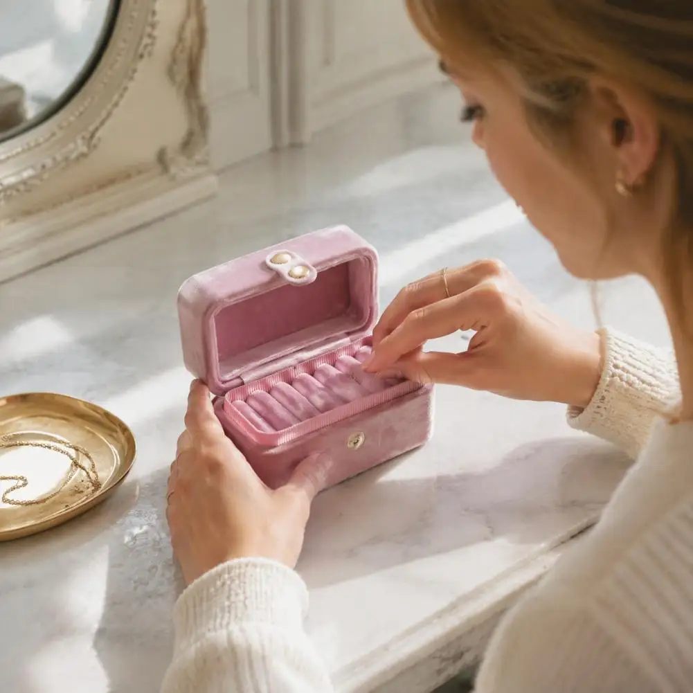 Lightweight Ring Organizer Travel Jewelry Organizer Portable Ring Box with Multi-slot Organizer Velvet Mini Jewelry for Rings