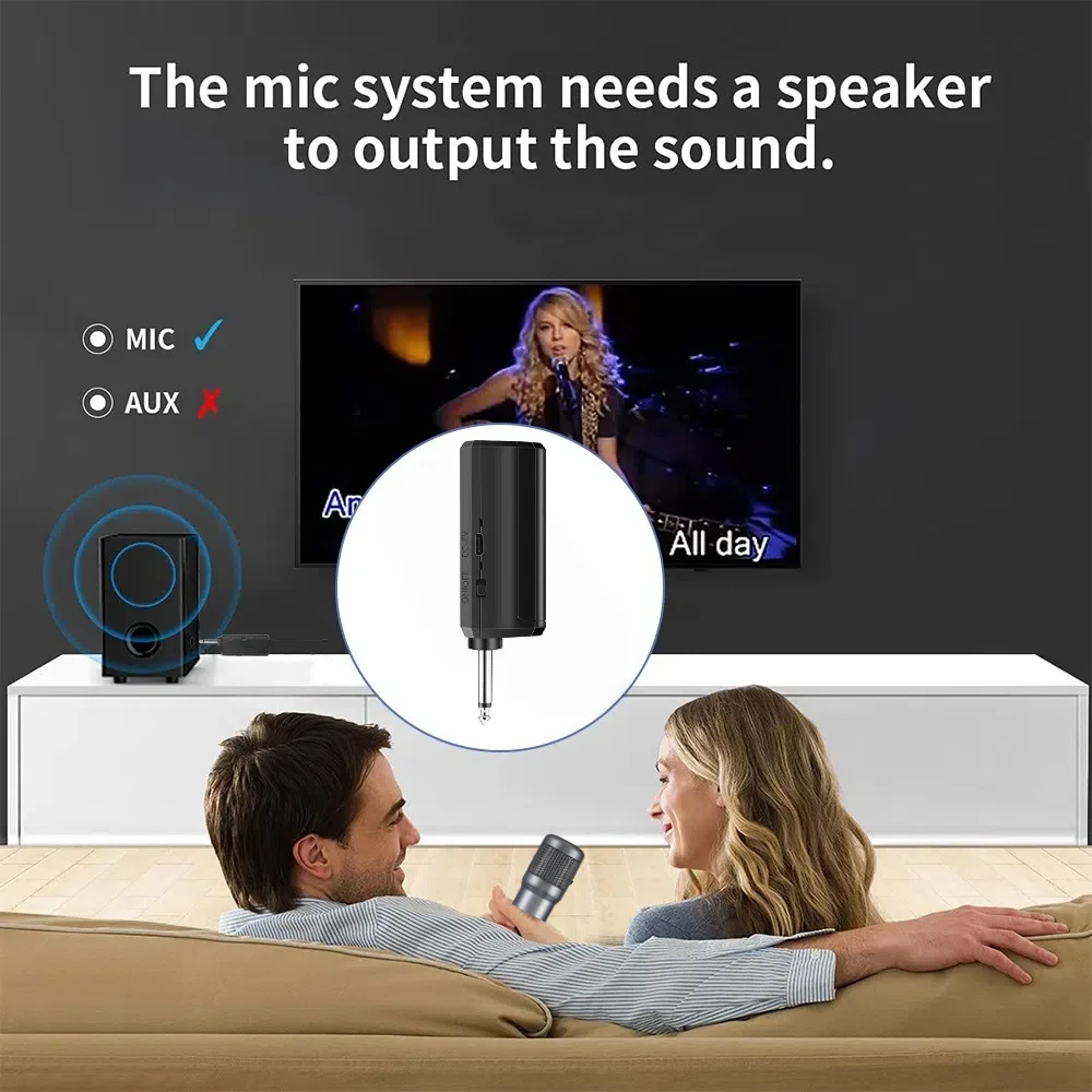 ميكروفون لاسلكي 2.4G 40H مع جهاز استقبال قابل لإعادة الشحن، ميكروفون محمول باليد بمدى 200 قدم لاجتماع عرض حفلات الكاريوكي والكنيسة