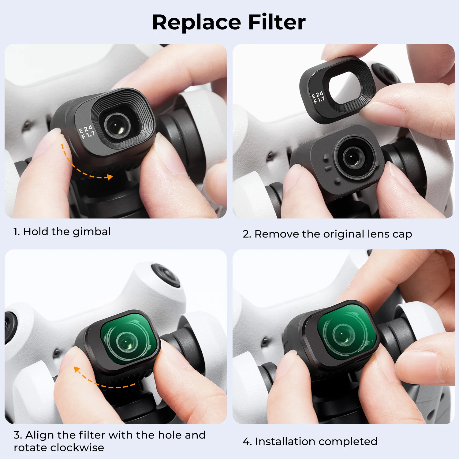 مرشح مفهوم K&F لمرشح DJI Mini 4 Pro UV/CPL/ND4/ND8/ND16/ND32/ND64/ND&PL ملحقات مرشح كاميرا الطائرة بدون طيار مع فيلم أخضر