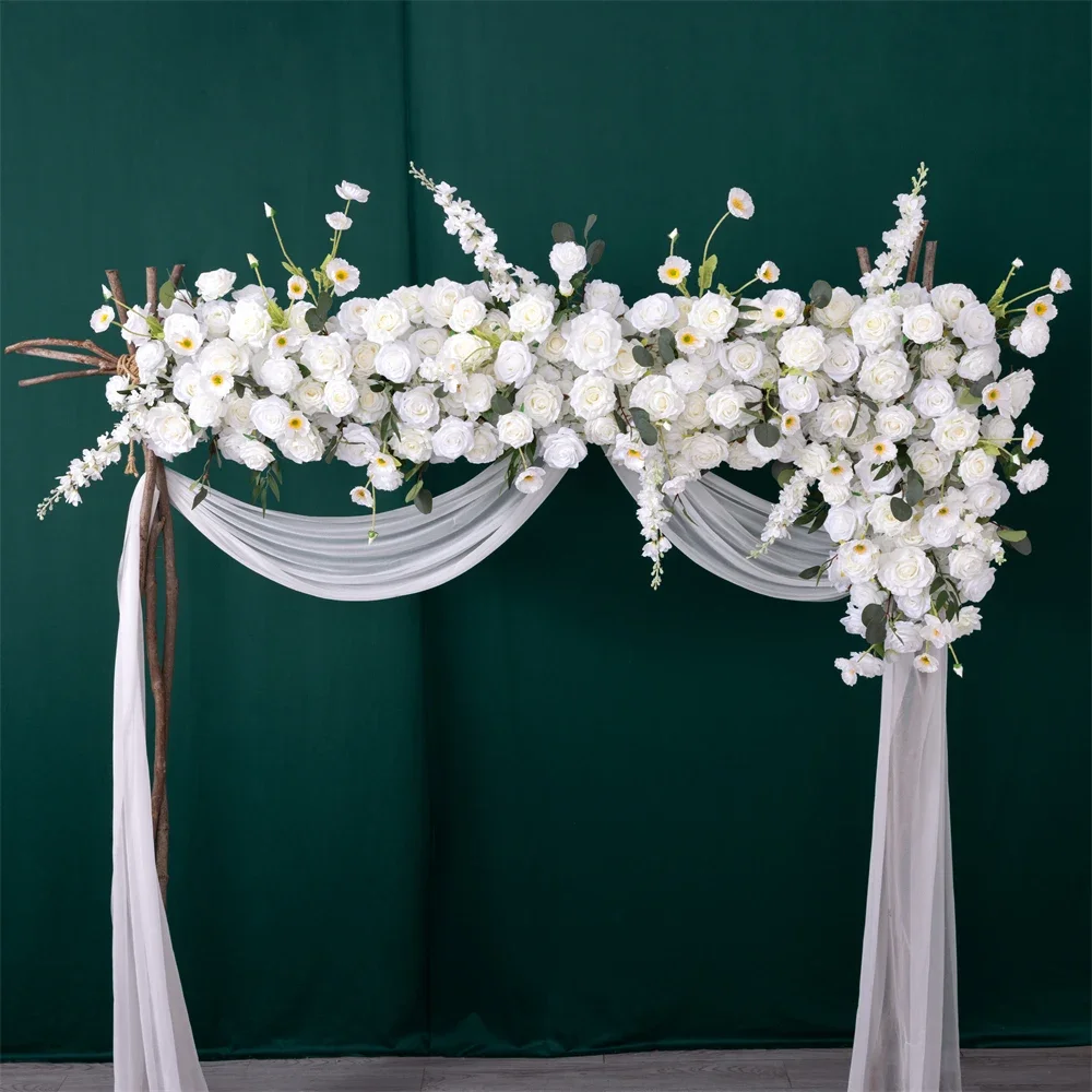 

L1.8m White Rose Christmas Triangle Floral Arrangement Wedding Party Event Backdrop Fleur Artificielle Mariage Decoration Props