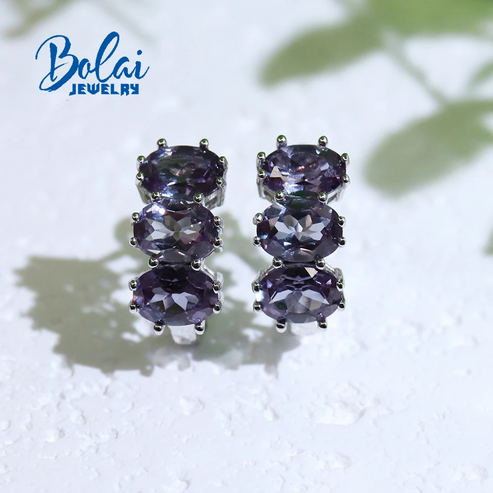

Light luxury fashion Nano Alexander color-changing gems earrings Simple exquisite 925 sterling silver jewelry