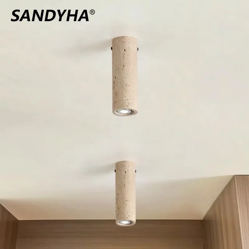 

SANDYHA LED Ceiling Light Natural Yellow Cave Stone Cylindrical Design Indoor Lighting Lamp Ideal for Living Room and Study