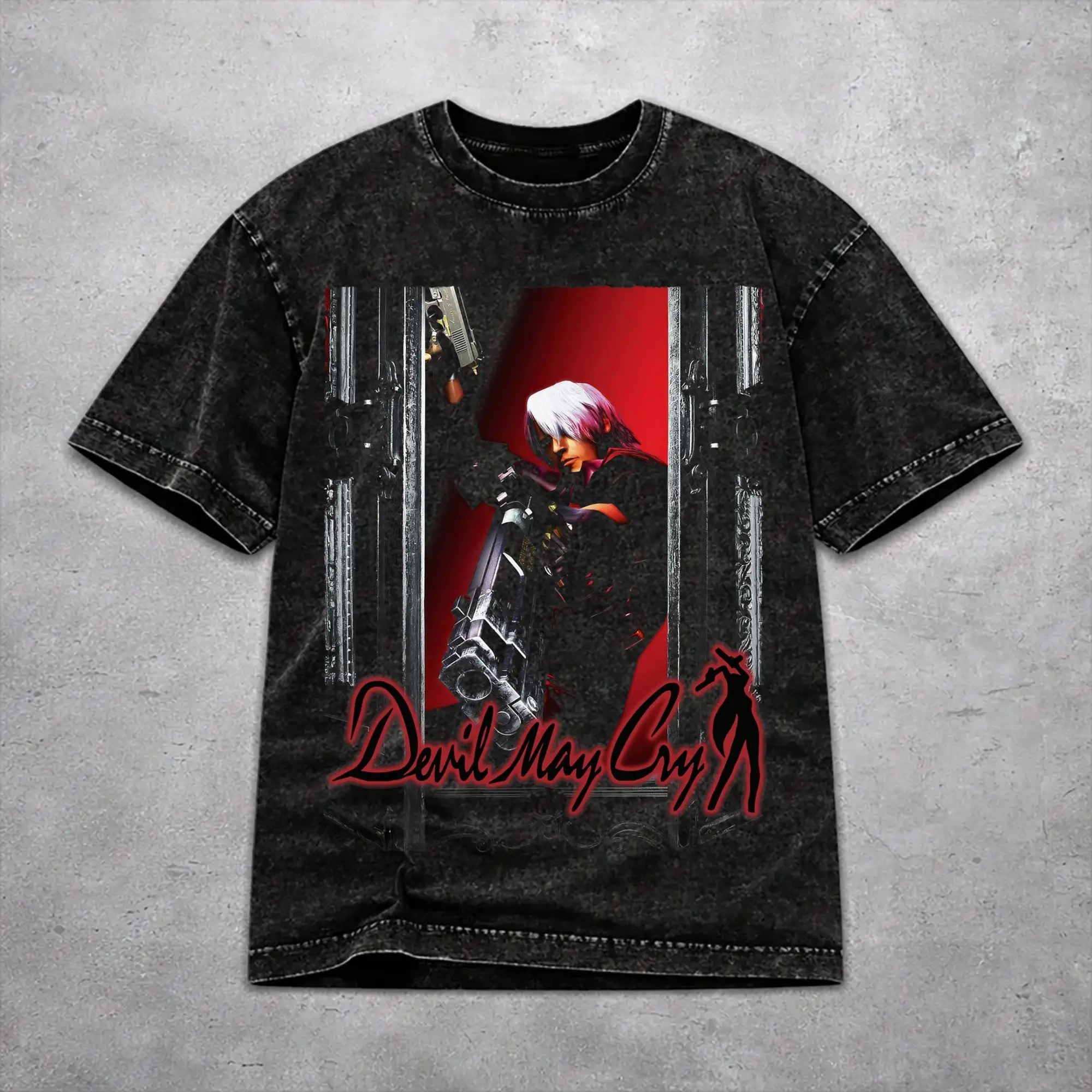 Oversize Devils May-Cry 3 Outfit T-Shirts for Men Women  Cotton Washed Tee Shirt Clothing