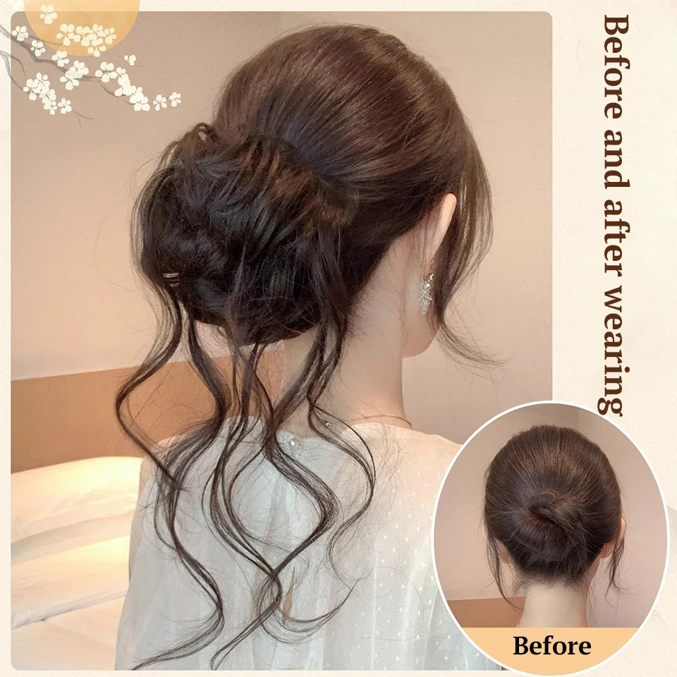 Threaded Dragon Beard Maruko Head Wig Fluffy Hairband Style Flower Bud Head Suitable for Women's Daily Party Use - view 6