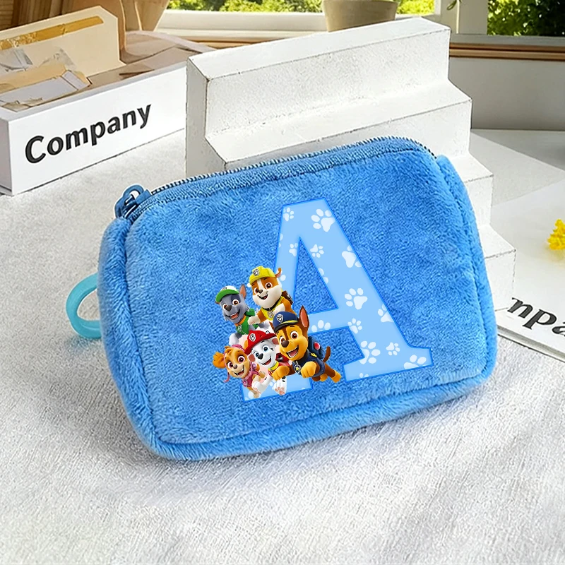 

Paws Patrol Boys Blue Coin Purse Letters Anime Printed Portable Plushd Wallet Man Key Card Storage Mini Bag Kids Party Game Gift