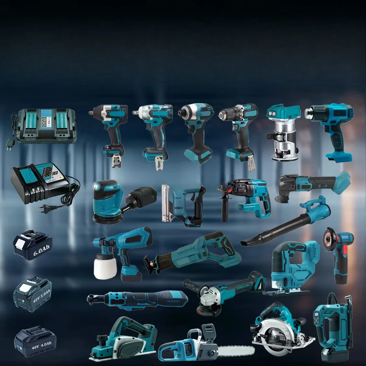 Power tool combination set, fast charger