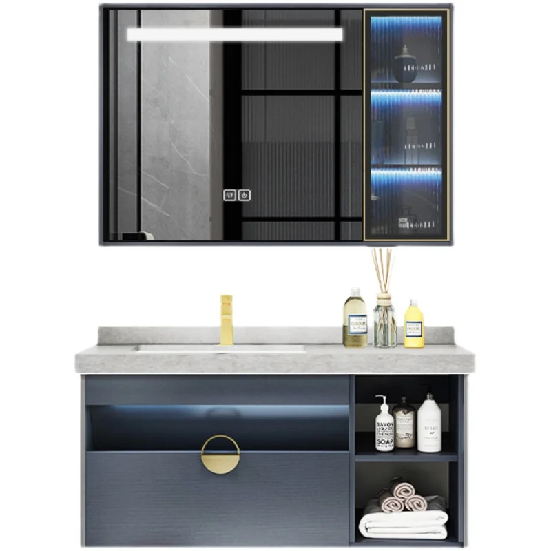 

Simple bathroom cabinet lightweight luxury simple wash basin intelligent combination solid wood modern