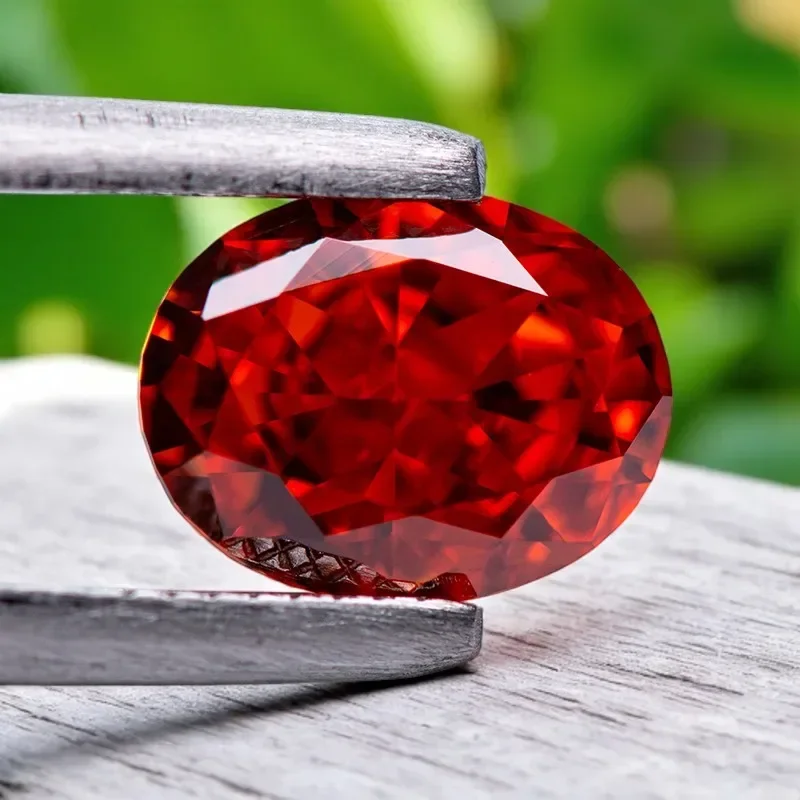 

Q-Wholesale Cubic Zirconia Crushed Ice Cut No Certificate Oval Shape Red Color Charms Beads For Top Diy Jewelry Making Materials