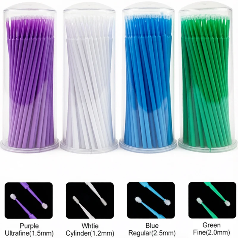 100Pcs/Bottle Dental Disposable Micro Brushes Applicators Micro Brush Eyelash Cleaning Brush Dentist Odontologia Extension Tools