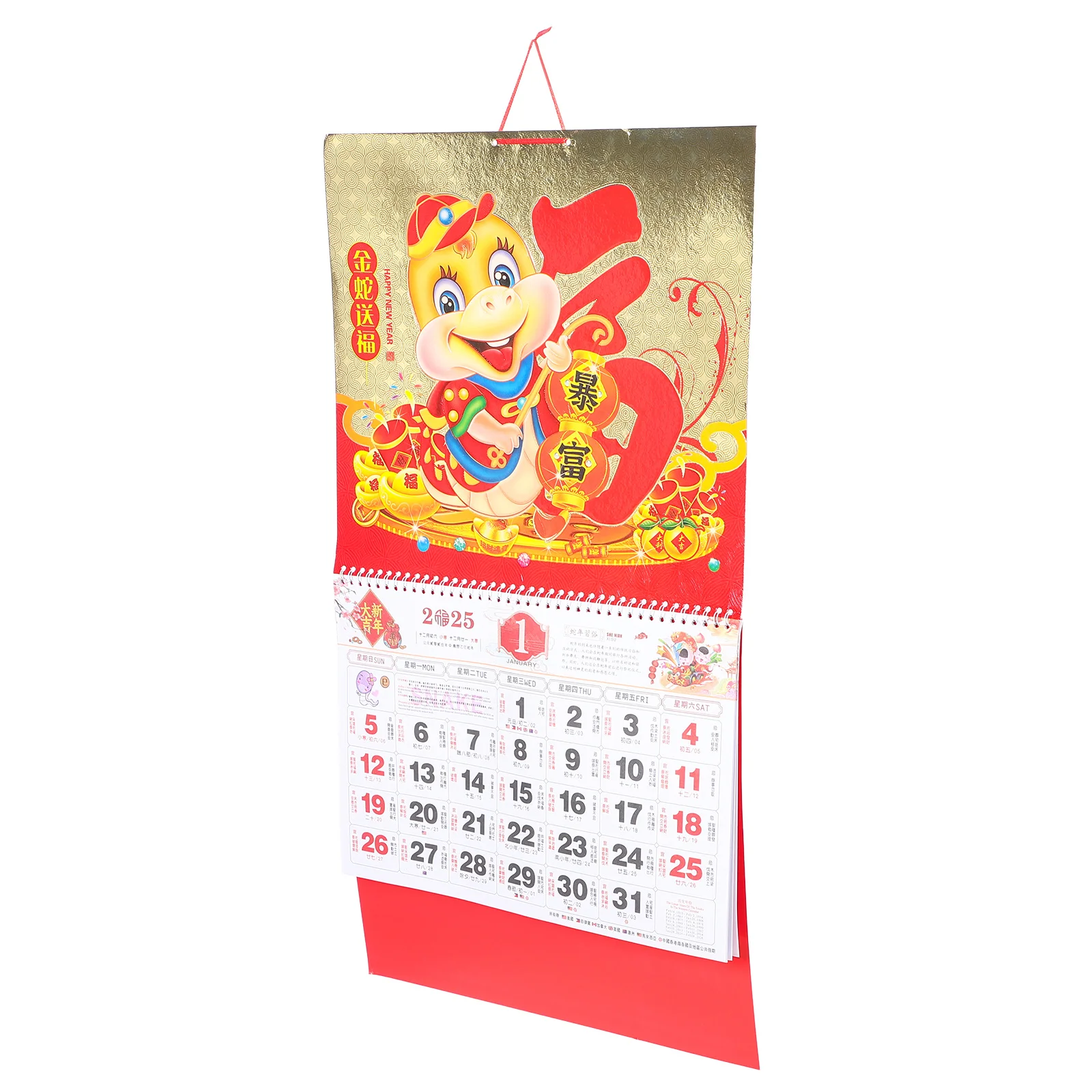 

2025 Snake Year Wall Calendar Traditional Design Clear Printing Sturdy Material Home Office Accessories Multi Functional Planner