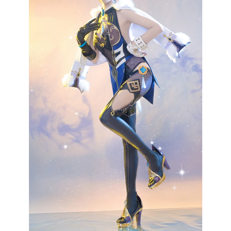 Game Genshin Impact Yelan Cosplay Costume Wig Shoes Sexy Lovely Uniform Halloween Party Outfit Women   Full Set